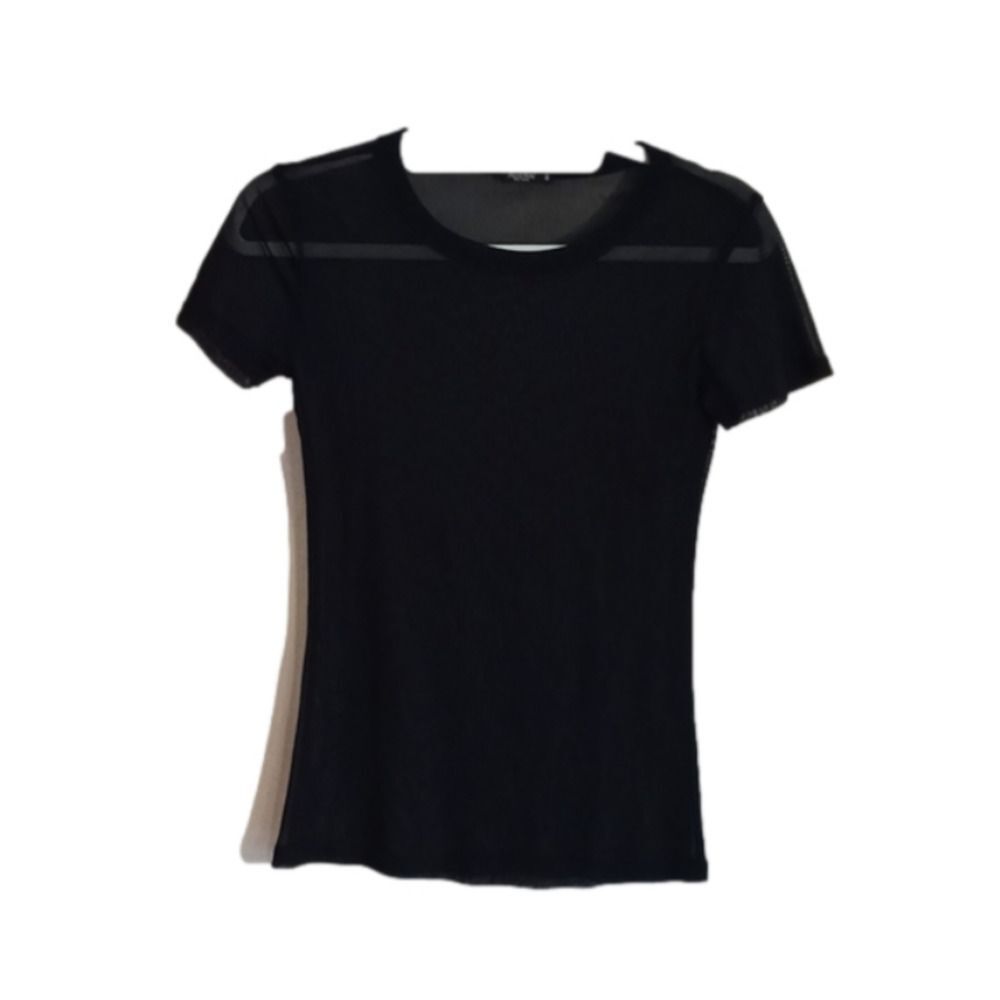 SMALL black stretchy see thru shirt (box 12 and 3)
